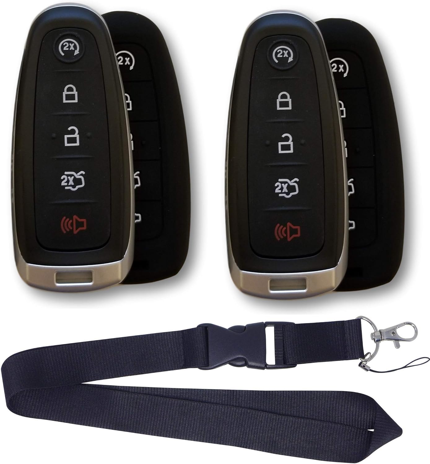 (5 PACK BUNDLE) Replacement Keyless Entry Car Remote Start Smart Key Fob for Ford Lincoln M3N5WY8609 + 1 FREE LANYARD + 2 X SILICONE CASE