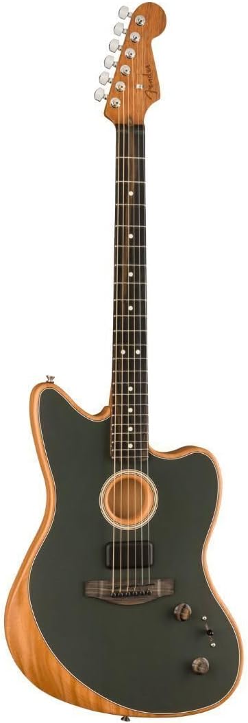 Fender American Acoustasonic Jazzmaster Acoustic Electric Guitar, with 2-Year Warranty, Tungsten, Ebony Fingerboard, with Gig Bag