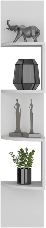 DSHADE 4-Tier Corner Shelves, Floating Corner Shelf,Wall Organizer Storage,Wall Mount Shelves for Bedrooms, Bathroom Shelves,Kitchen,Offices,Living Rooms (White)