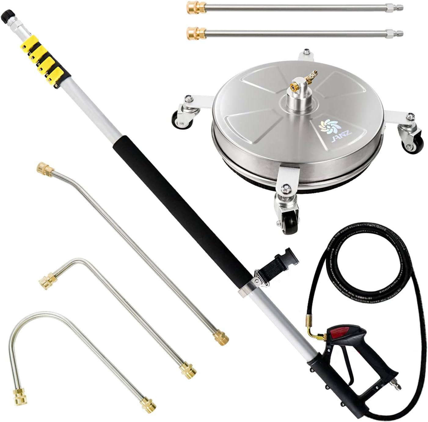 JANZ 16'' Surface Cleaner and 24 FT Telescoping Wand Pro