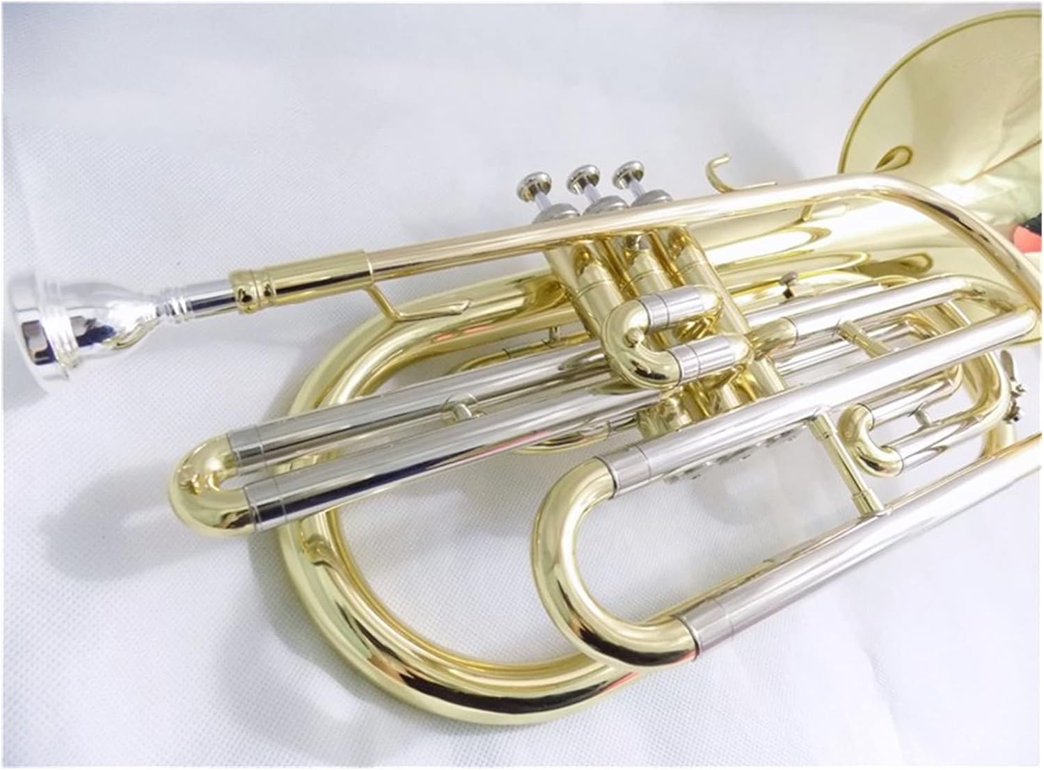 Trumpets Beginner Bb Marching Trombone with Hard Case Mouthpiece Lacquer Silver Nickel Plated Trombones Musical Instruments Trumpet Set (Color : Lacquered Gold)