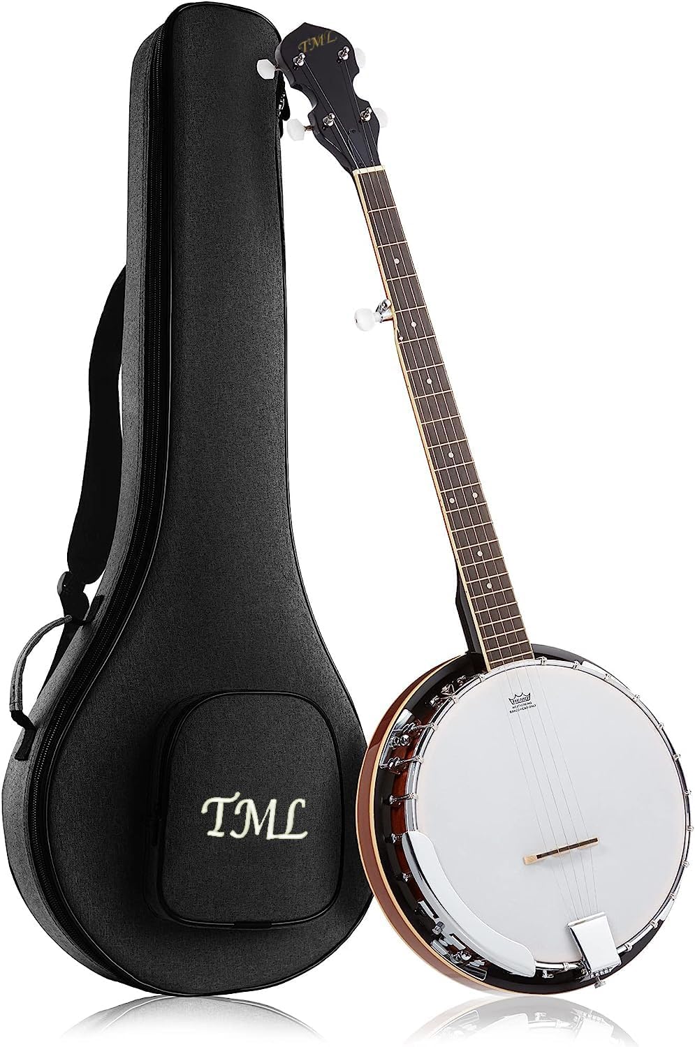 TML，the 5 String solid wood Banjo with Remo Head, Closed Back Full Size Banjos in 24 Bracket with bag，for Adult and Teenager