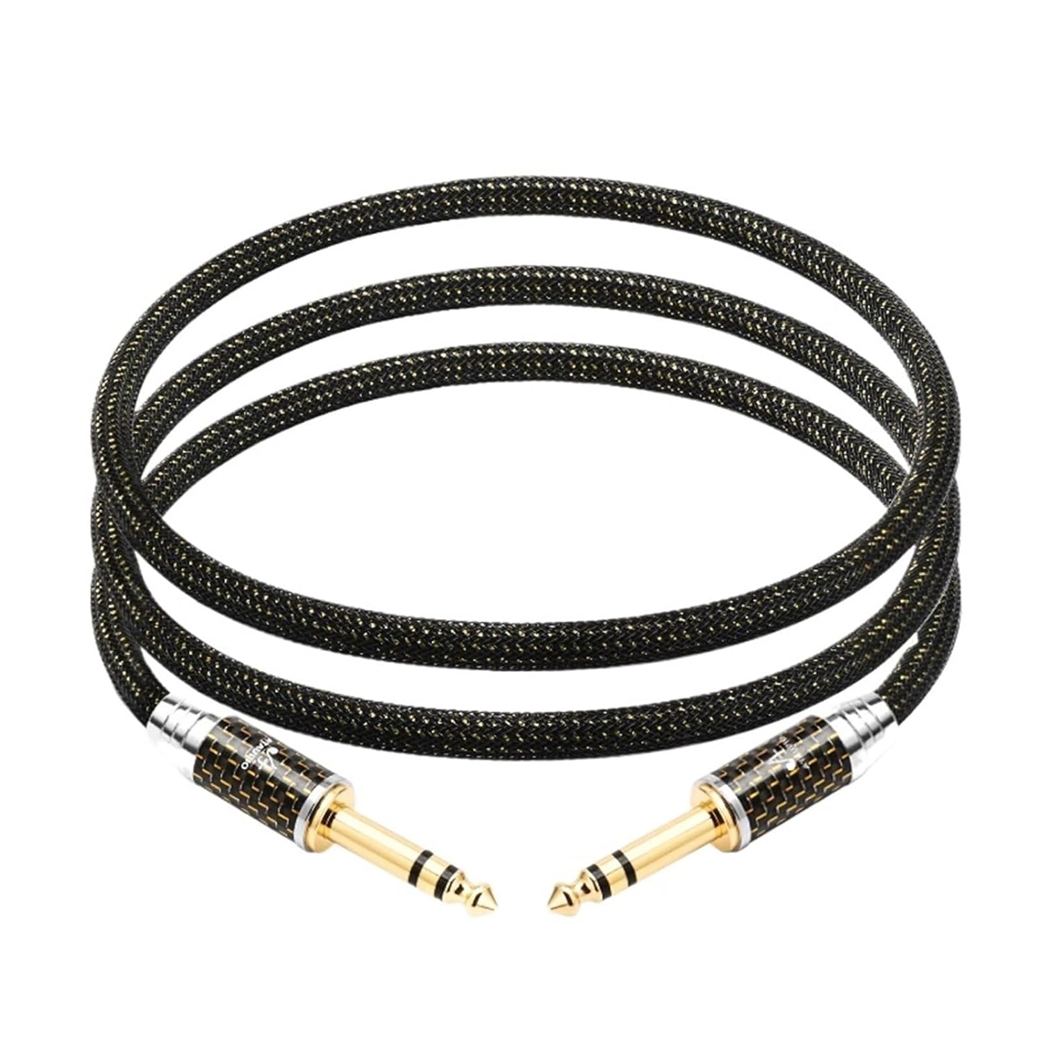 6.5mm Aux Audio Cable Hi-end OCC Gold-Plated with Carbon Fiber Plug for Mixer Amplifier Bass 6.35mm TRS Aux Cable(3.5m)