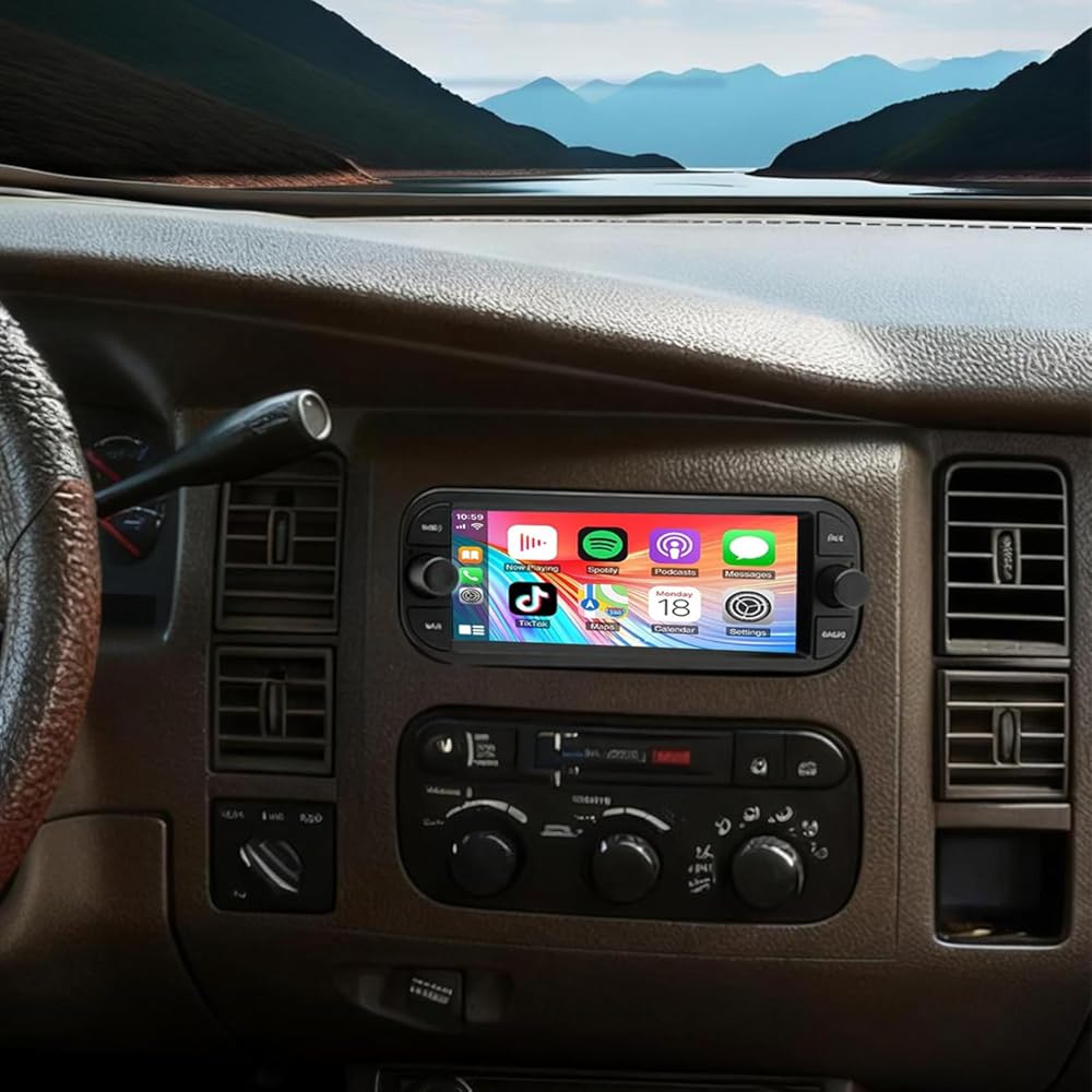 Android 14 Double Din Car Stereo Upgrade Radio for Dodge Durango 2002 2003 Radio Upgrade 7 Inch Touch Screen Head Unit with Wireless Carplay Android Auto GPS WiFi DSP BT FM RDS Backup Camera