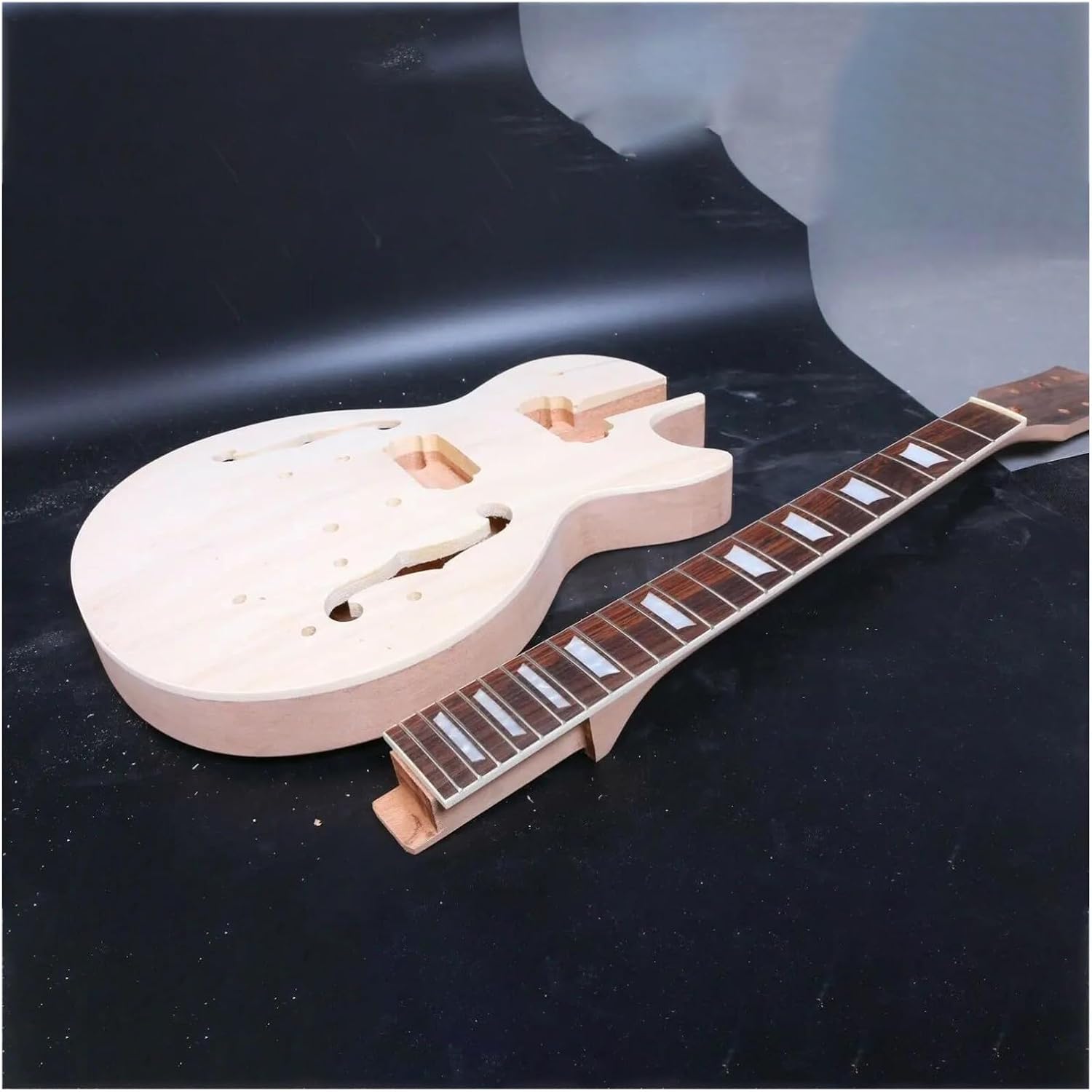 Guitar Body Guitar Replacement Parts DIY Electric Guitar Body Mahogany Maple Top Unfinished Semi-hollow Guitar Body(SET GUITAR)