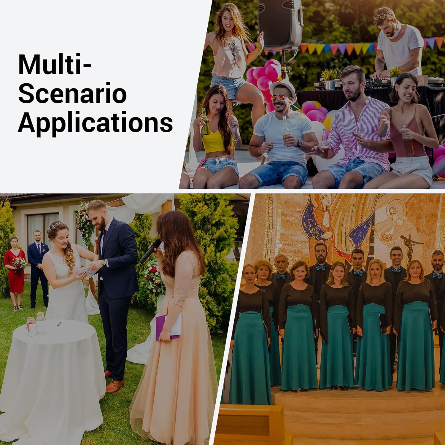 TONOR Wireless Microphones System with 4x10 Channels Cordless Handheld Microfono Inalambrico, UHF Mics with Stable Signal Transmission for Karaoke Singing Party Church Wedding PA Speaker 200ft Red