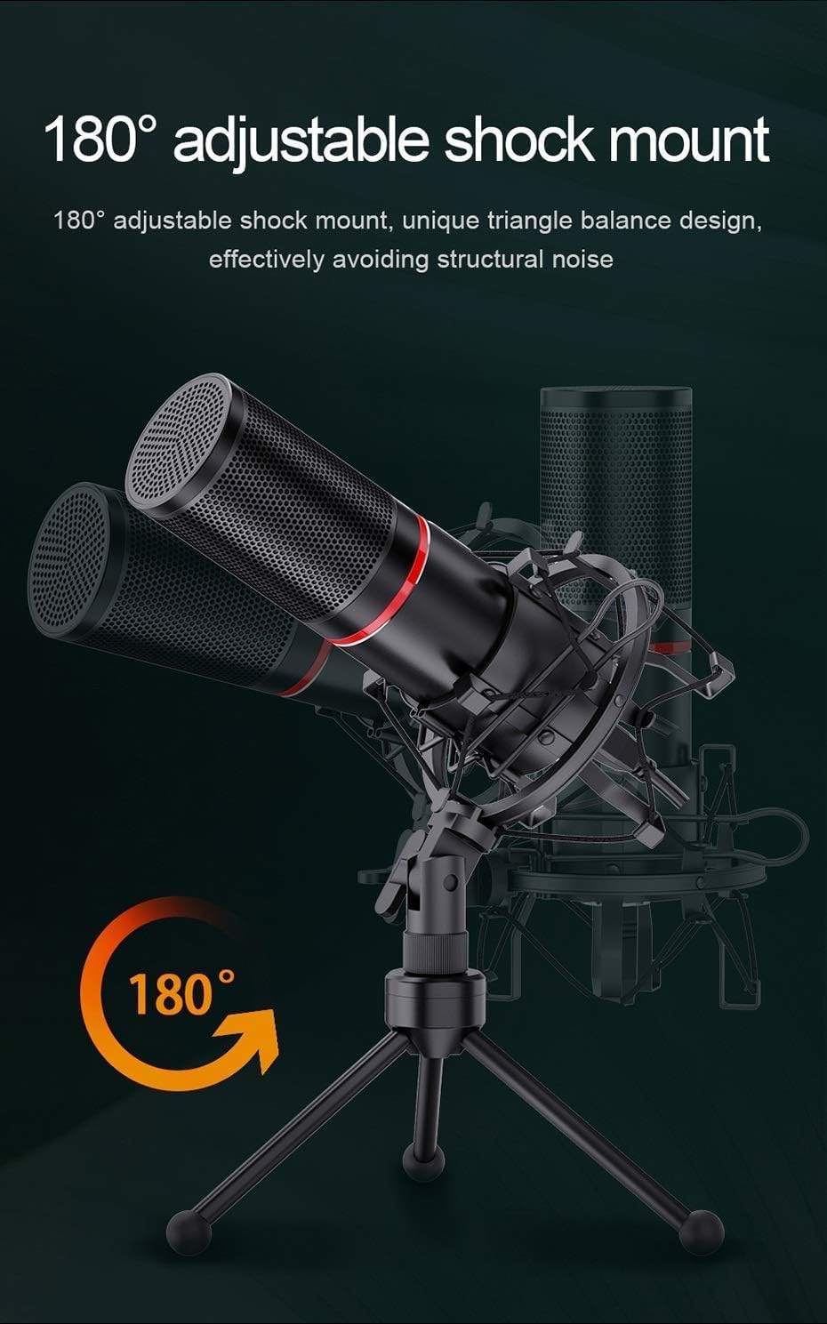 Studio Microphone Kit with Stand for Gaming Studio Singing Streaming Podcast Gaming, Black