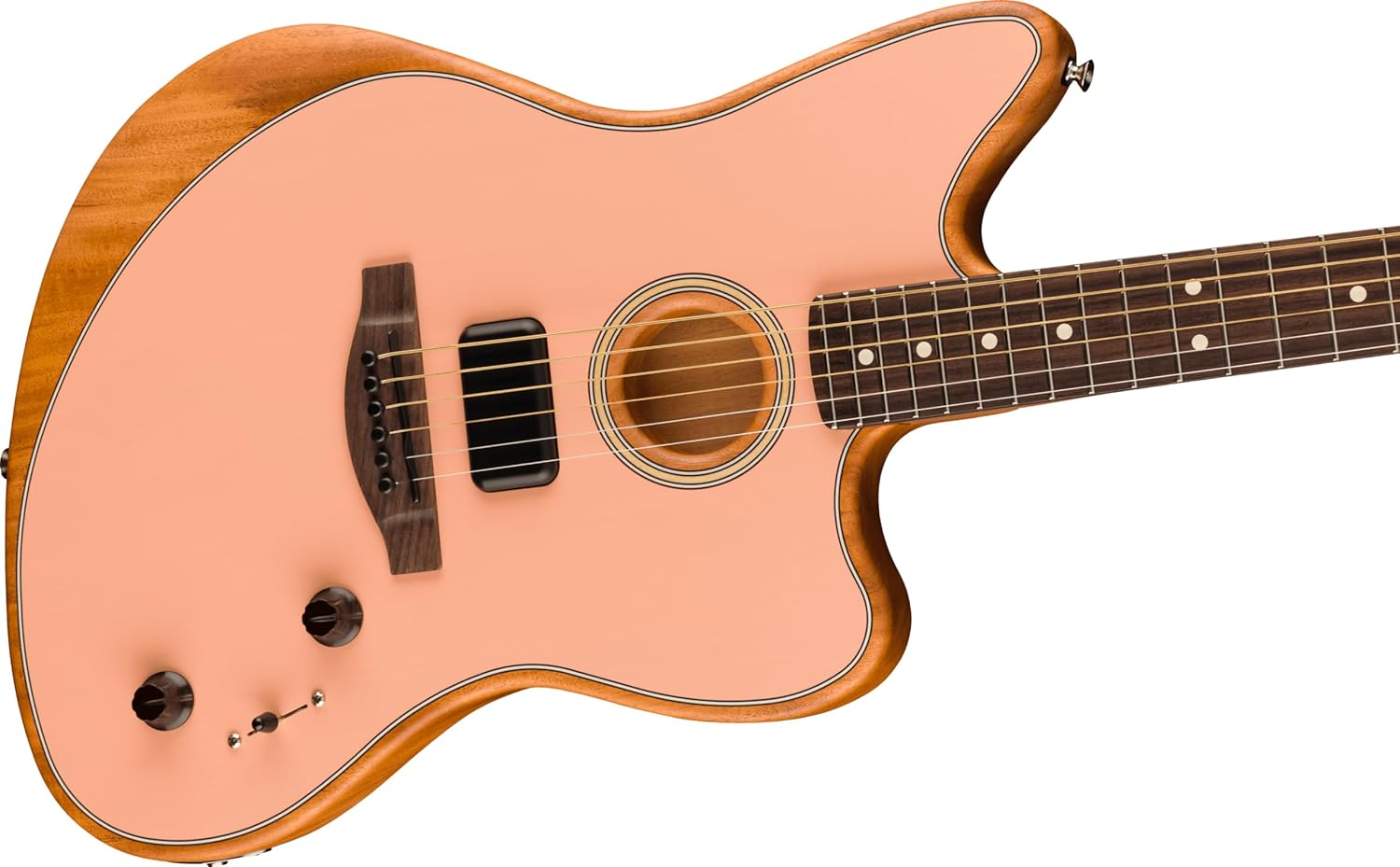 Fender Acoustasonic Player Jazzmaster Acoustic Electric Guitar, with 2-Year Warranty, Shell Pink, Rosewood Fingerboard, with Gig Bag