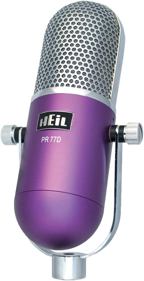 Heil Sound PR-77D Vintage Microphone (Purple) for Podcast, Broadcast, and Studio Recording Applications