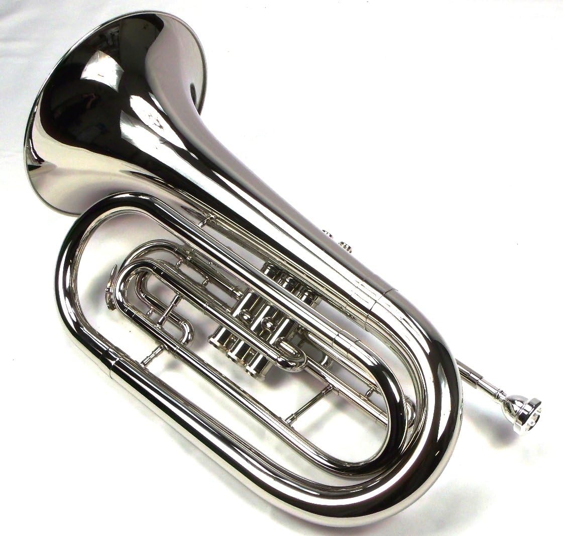 Advanced Monel Pistons Marching Baritone Key of Bb w/Case & Mouthpiece-Nickel Plated Finish