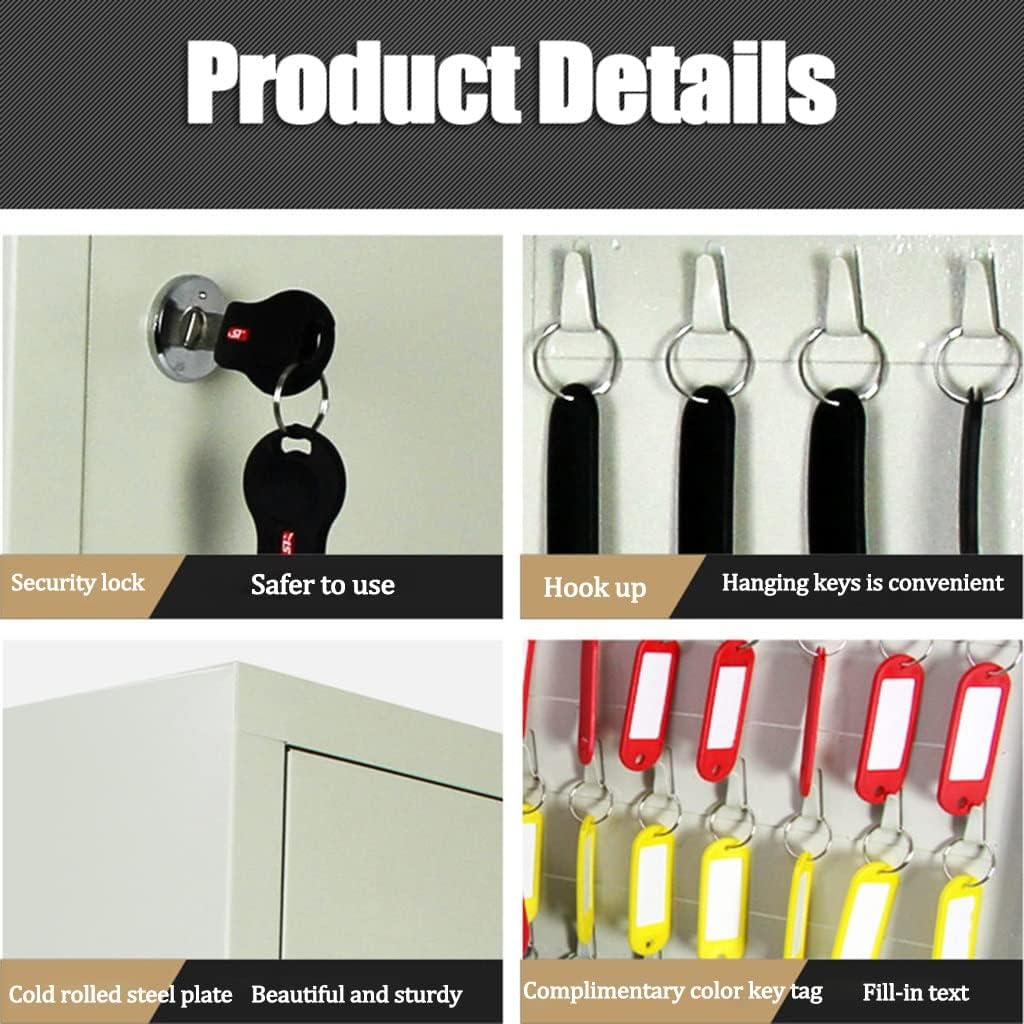 500/600 Position Key Cabinet, Wall Mount High Capacity Key Cabinet Lock Box,with Key Lock (Color : Silver, Size : 600)