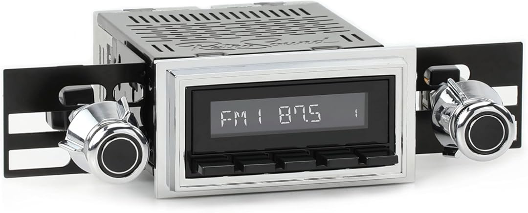 RetroSound HB-126-55-75 Hermosa Direct-Fit Radio for Classic Vehicles (Black Face and Buttons, Chrome Bezel)