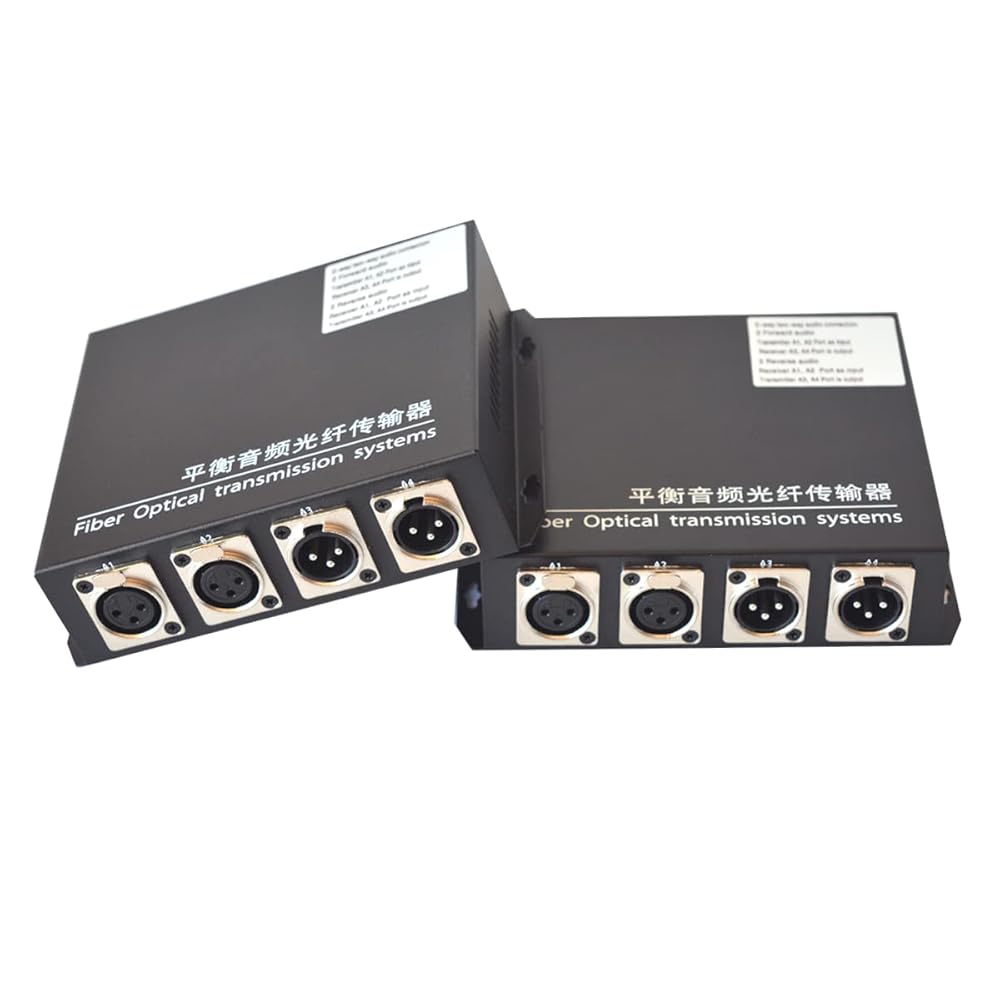2 x BIDI 3 Pin XLR Balanced Audio Over Fiber Optic Extenders, Bidirectional Audio to Fiber converters Single Mode 20Km(12.4mi),SC Fiber Connector,A Set