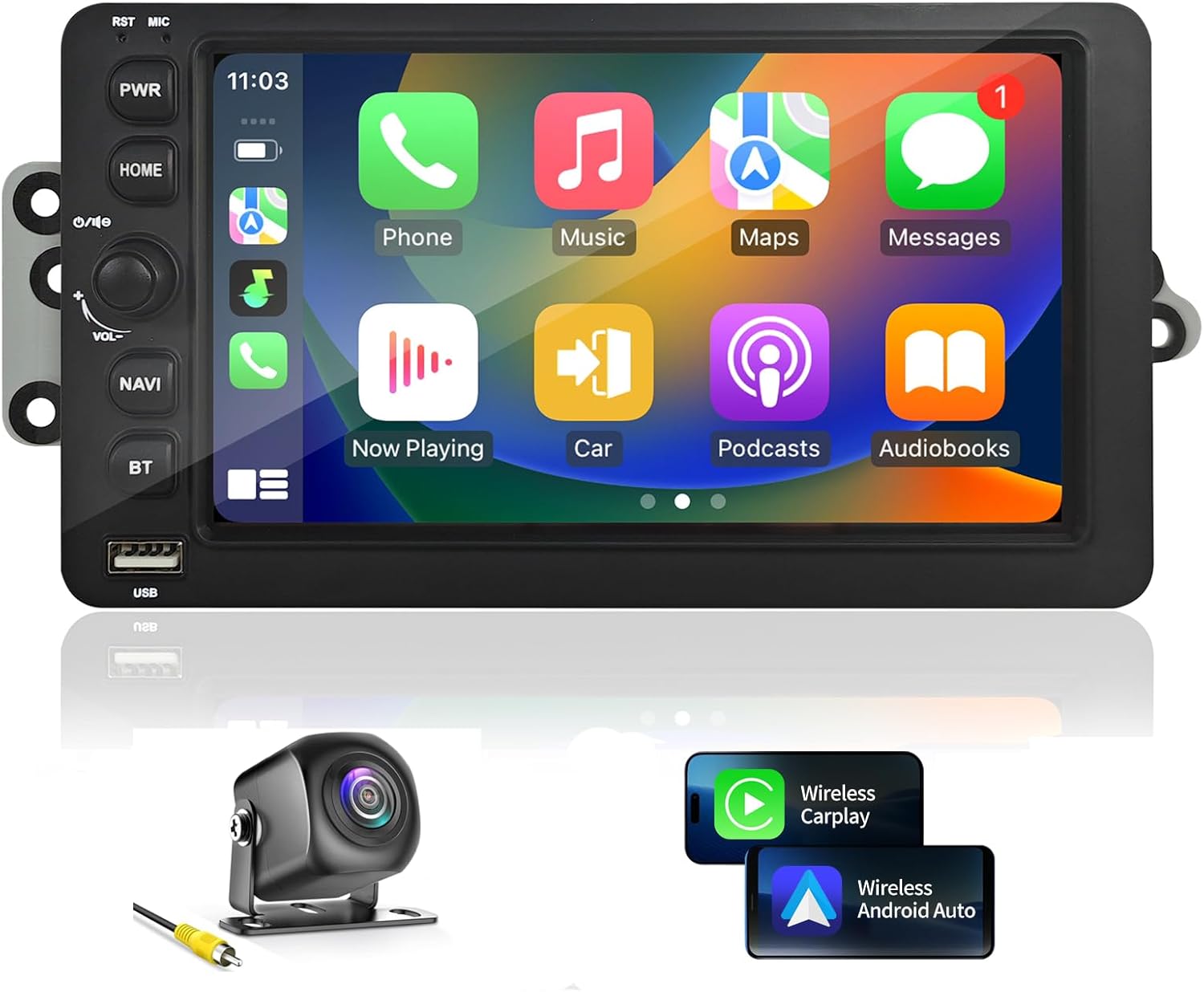 Car Radio for Chevy Chevrolet Silverado SSR Tahoe 2003-2006 GMC Sierra Yukon 2003-2006 Hummer H2 2003-2007 Radio Stereo with Wireless CarPlay Android Auto Screen Bluetooth GPS Backup Camera