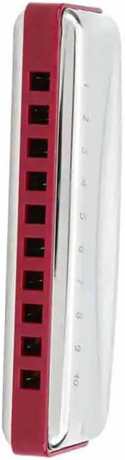 Blues Harmonica 10 Hole Portable Wind Instrument Glossy(Red Eb)