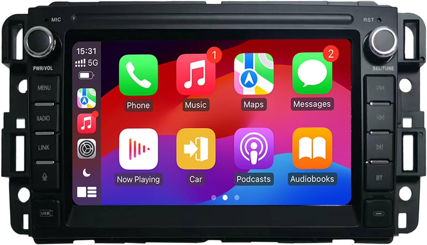 Fast Boot 7 inch Car Stereo Compatible with Chevrolet Silverado GMC Sierra Yukon 2007-2013 with Wireless CarPlay/Android Auto FM/AM/RDS Bluetooth SWC DSP 180W High Power Car Radio