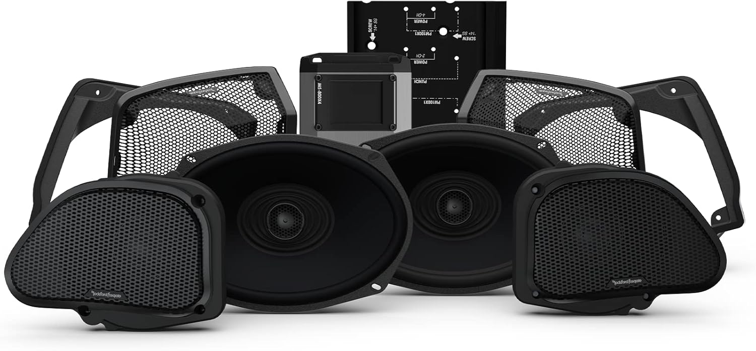 Rockford Fosgate HD9813RG-STG3 (Stage 3) Fairing Speakers, Saddlebag Speakers and 800-Watt Amplifier Kit for Select 1998-2013 Harley Davidson Road Glide Motorcycles