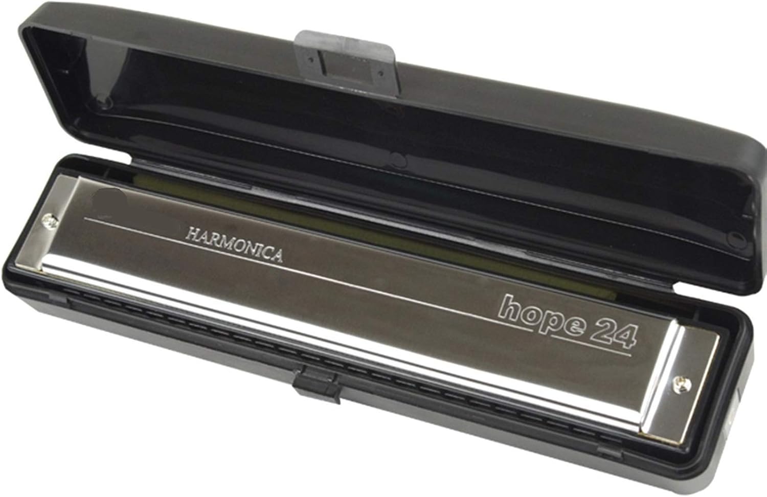 Harmonica Harmonica 24 Holes Brass Reeds Blues Harp Mouth Organ Key C ABS Comb Wood Musical Instruments Silver 6624 (Color : Key EB)