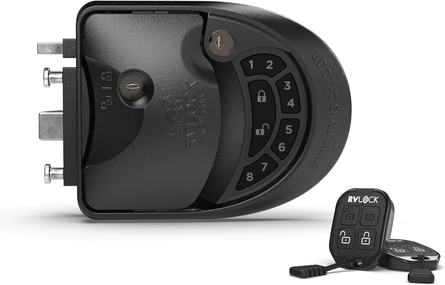 RVLock Class C Charter Keyless Entry Keypad and Handle with Fob, All Metal RV Door Lock and Latch Replacement Kit, Upgraded Silicone Keypad for Class C and A Motorhomes, Fits openings 4.5 x 3.5 Inches
