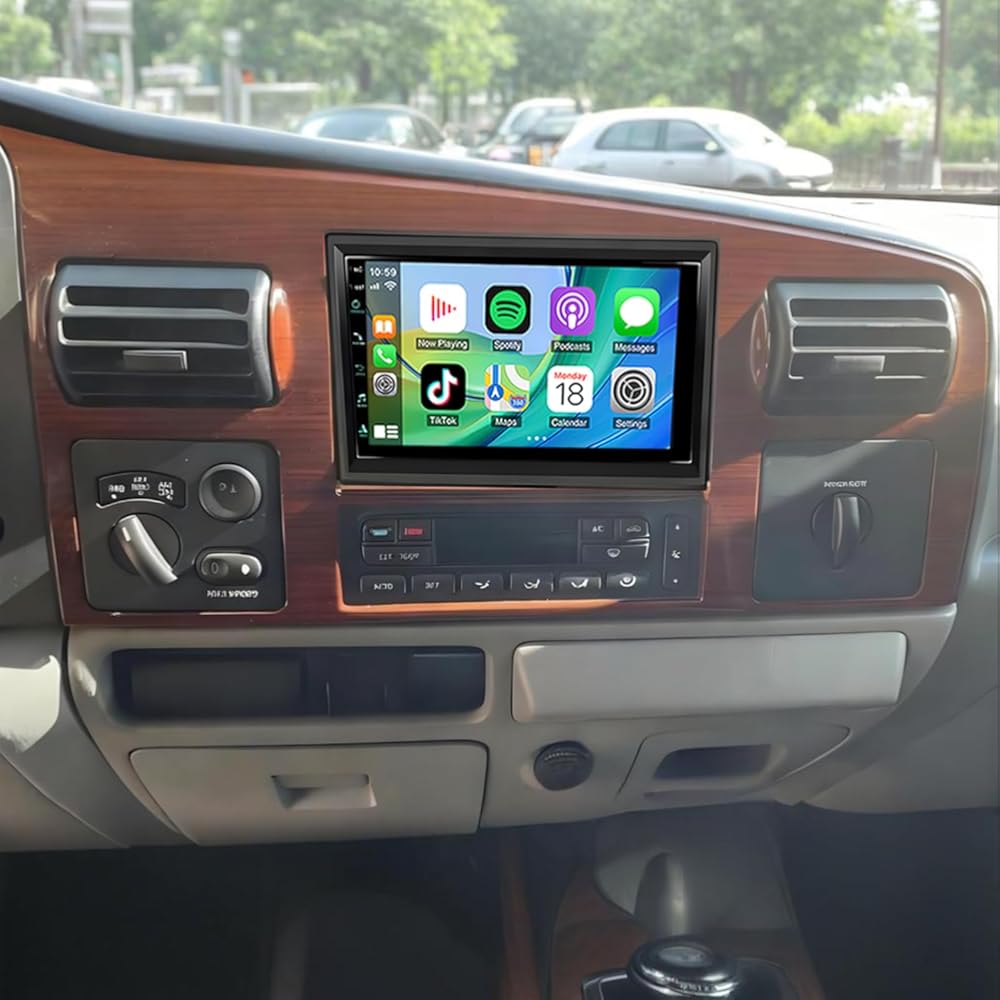 7Inch Double Din Car Stereo Radio for Ford F-350 2005 2006 2007 Touch Screen Head Unit - 4G+64G Car Audio Receiver with Carplay/Android Auto,Built-in GPS Bluetooth WiFi FM RDS DSP SWC + Backup Camera