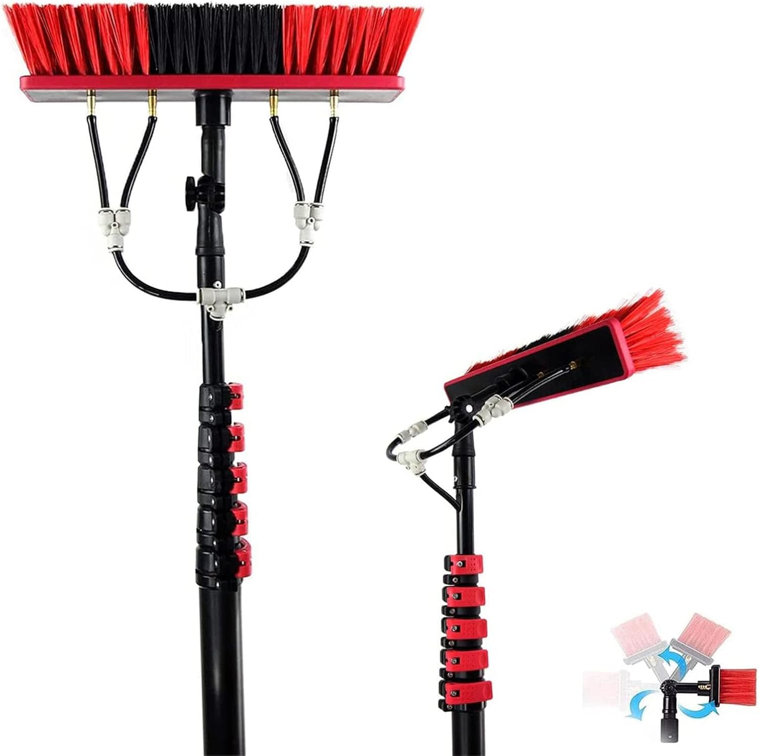 Extendable Window Cleaning Kit Telescopic Window Cleaning Pole Aluminium Water Fed Cleaning Brush Long Rea Window Cleaner Equipment Solar Panel Roof Cleaning