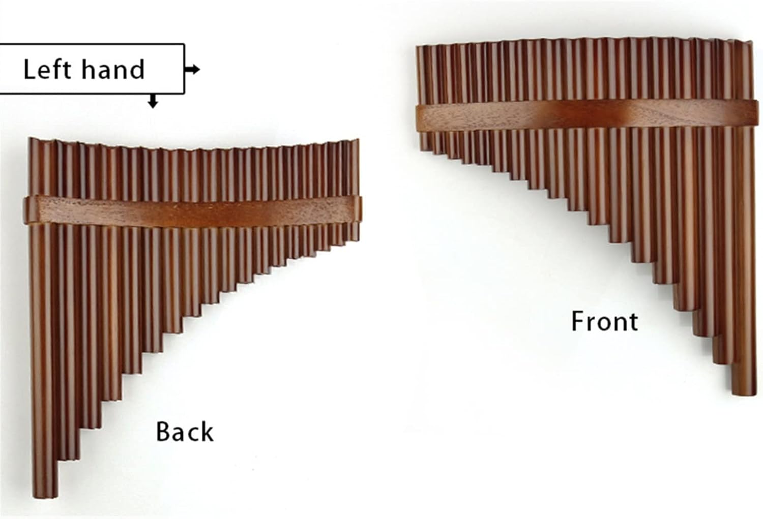18 Pipes Brown Pan Flute F Key Panpipes Woodwind Instrument Traditional Instrument Bamboo Pan Flute (Color : Left)