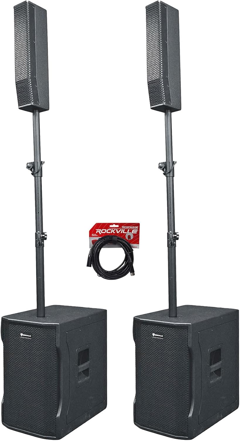 Rockville Bundle: (2) Titan Column 12 Pro/DJ Powered Array Speaker 12