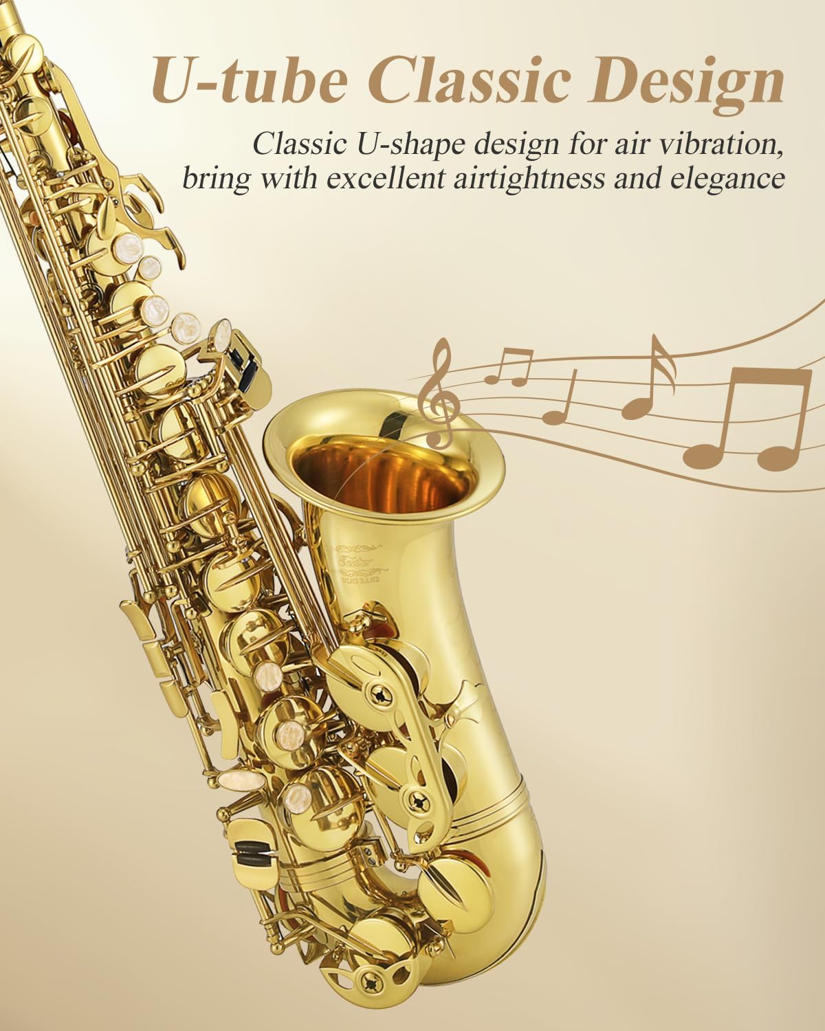 Eastar Professional Alto Saxophone Golden E Flat Eb with Cleaning Kit, Carrying Case, Mouthpiece, Neck Strap, Reeds, Stand, AS-Ⅲ