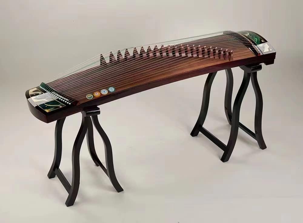 LANDTOM High level Dalbergia cochinchinensis（酸枝木）Wood （实木）Travel Guzheng(135cm) with silk painting For Adults/Children/Senior/Intermediate/Beginner (A) (A)
