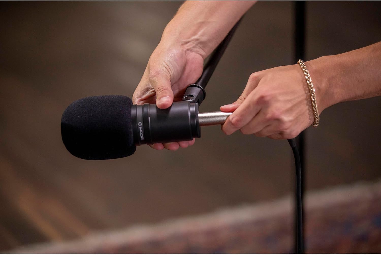 Zoom ZDM-1 Dynamic Podcasting Microphone with On-Stage Stands MS7701B Tripod Mic Stand and XLR Cable