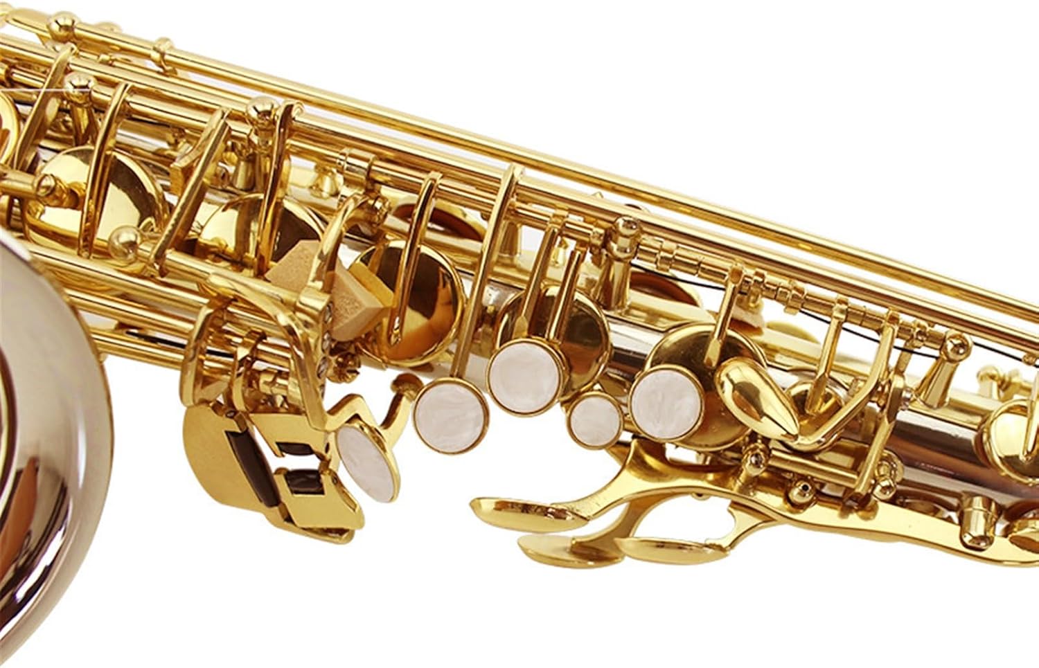 White Copper Body Gold Key Saxophone Wind Instrument E Flat Alto Professional Performance Beginner Level