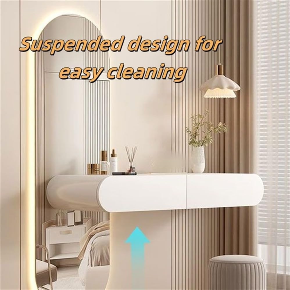 Floating Vanity Makeup Table with Drawers, Wall Mounted Makeup Vanity, Floating Desk, Space-Saving Corner Vanity Desk, Floating Dressing Table, Wall Vanity for Small Spaces,L