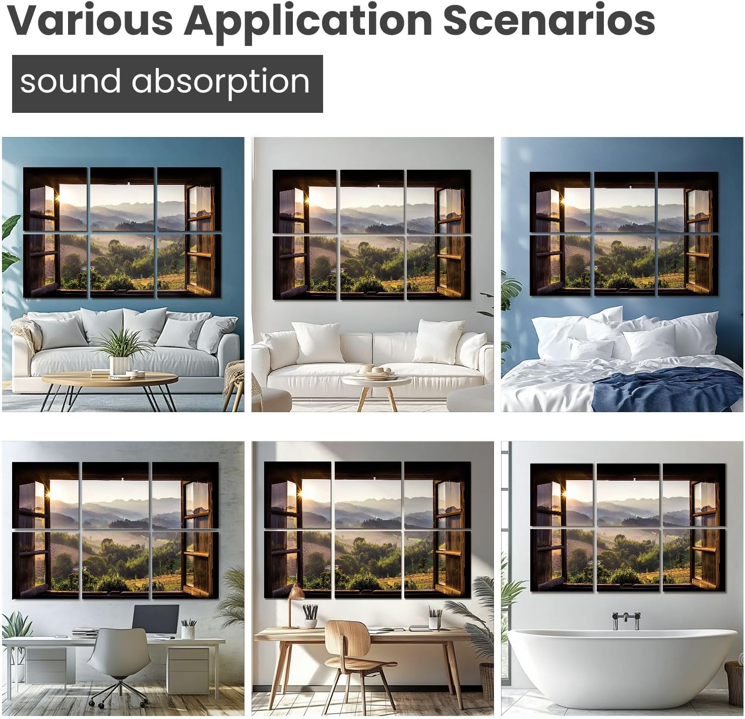 Art Acoustic Panels landscape nature view view from window wonderful landscape nature view 6 Pack Decorative Sound Absorbing Wall Panels 72x48