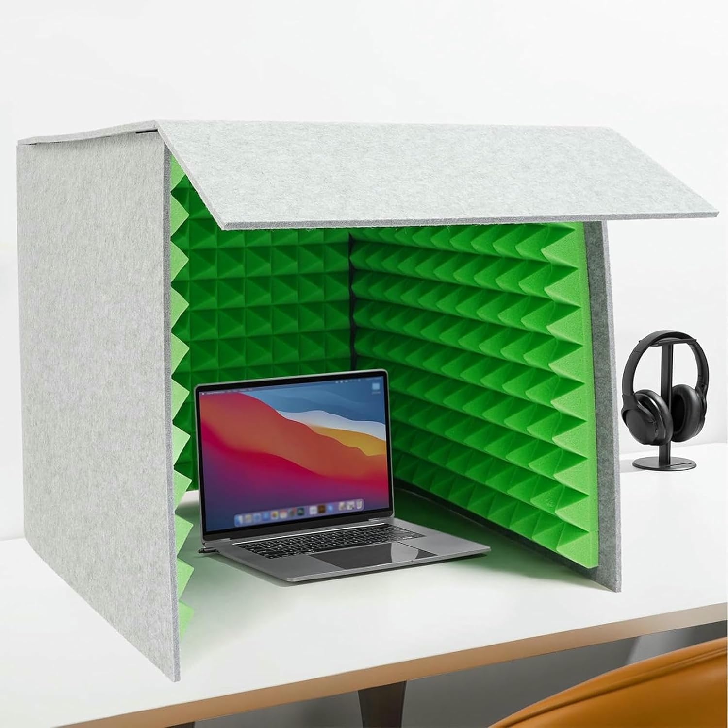 Square Sound Proof Box, Portable Isolation Vocal Booth, Foldable Desktop Recording Cover for Podcasts Voiceovers Singing