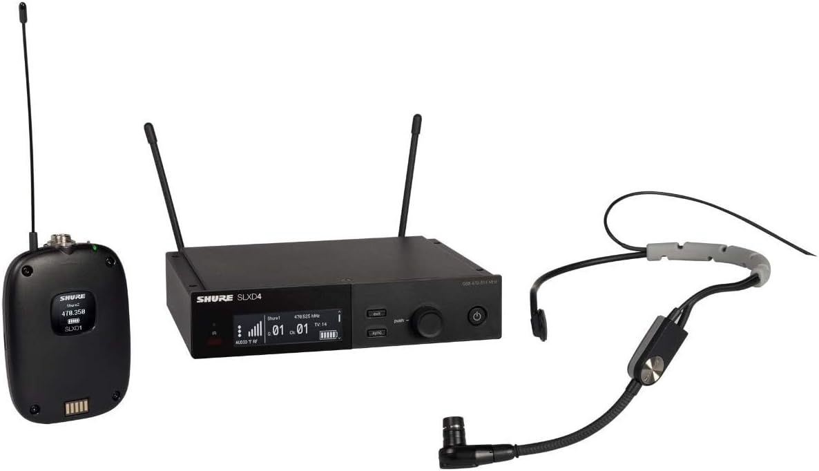 Shure SLXD14/SM35 Digital Wireless Microphone System - Includes SLXD1 Bodypack Transmitter with SM35 Headset Mic & SLXD4 Single Channel Rack Mount Receiver | G58 Band (SLXD14/SM35-G58)