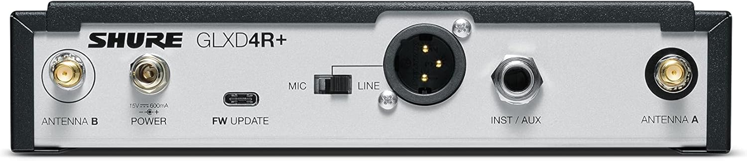 Shure GLXD4R+ Pro Digital Single Channel Rack Mount Receiver - for use with GLX-D+ Dual Band Wireless Systems, Transmitter Sold Separately (GLXD4R+=-Z3)