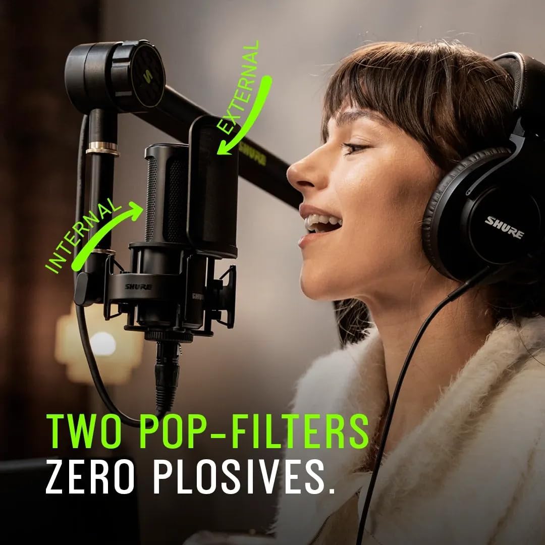 Shure SM4 Studio Recording Microphone Kit, XLR Home Studio Condenser Mic with Mix-Ready Audio - All-Metal Construction, Includes Detachable Magnetic Pop Filter & Shock Mount (SM4-K-KIT)