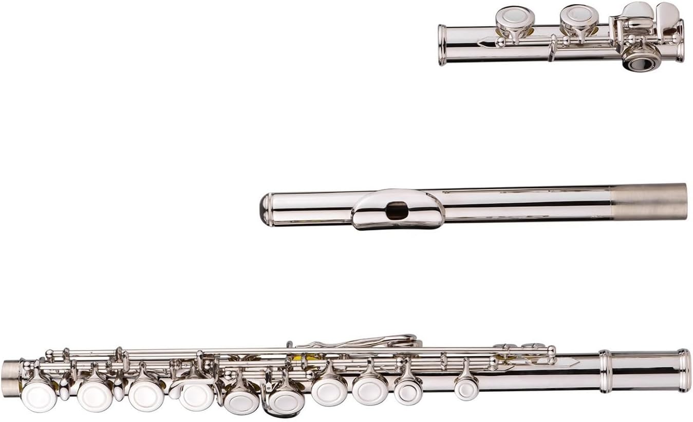 Flute Nickel-Plated Flute 16 Holes C Key White Brass Woodwind Instrument with Glove Bag Flutes Musical Instruments