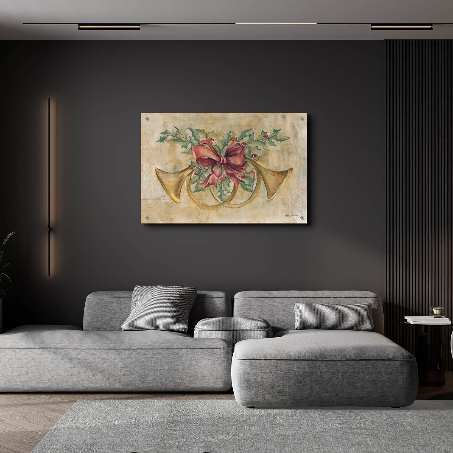 Epic Art 'Holiday French Horns' by Cheri Blum Acrylic Glass Wall Art, 36