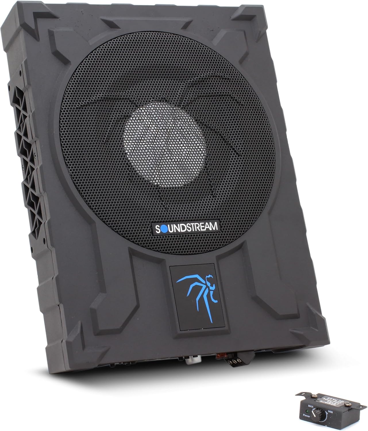 Soundstream USB-10P 10 Inch Underseat Enclosed Car Vehicle Subwoofer with Built In 1000 Watts Amplifier and Bass Knob Remote Control, Black