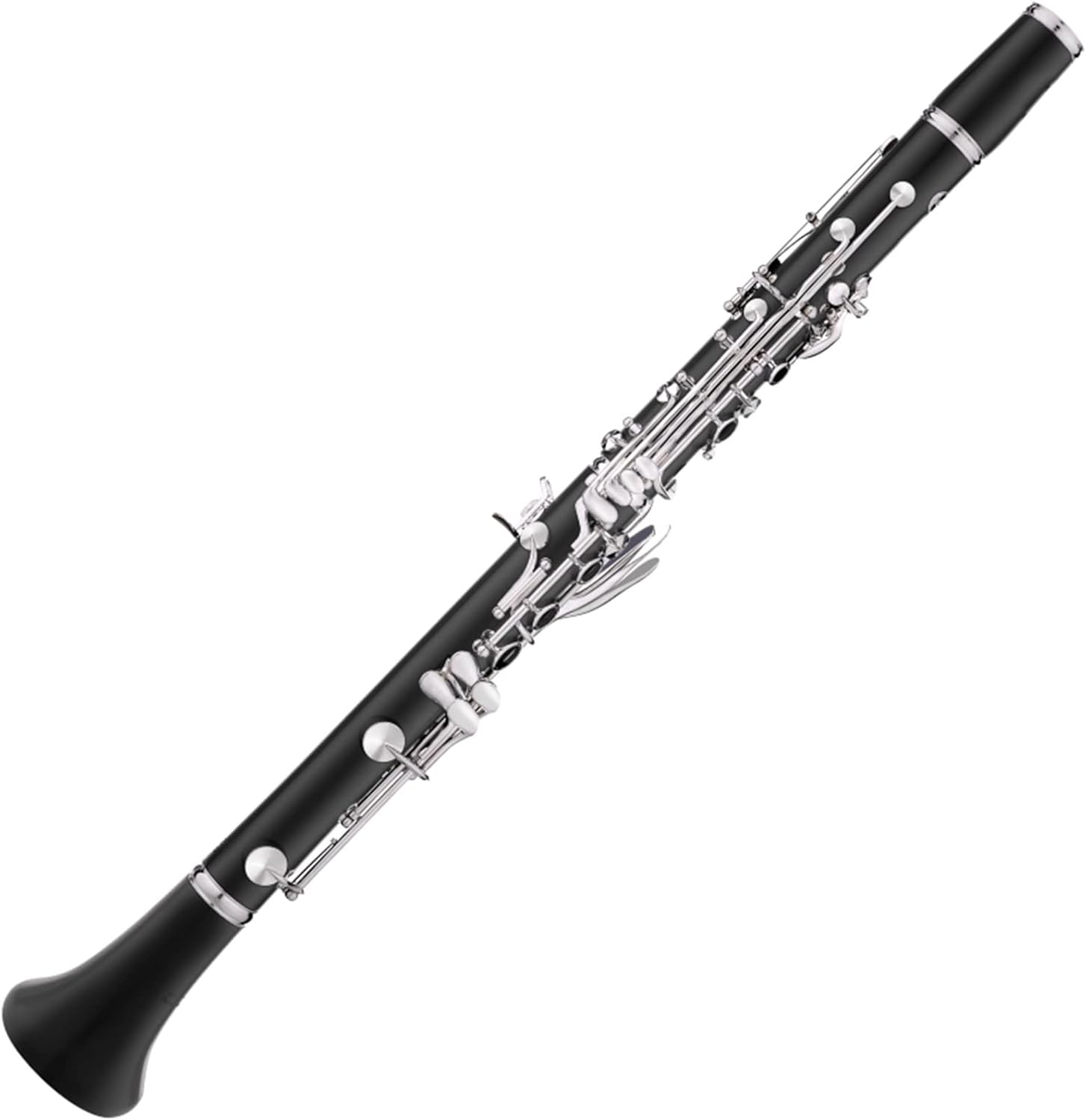 TSTS Professional Ebony Wooden Bb Soprano18 Key Clarinet Silver Plated Keys with Case Woodwind Clarinet for Beginner