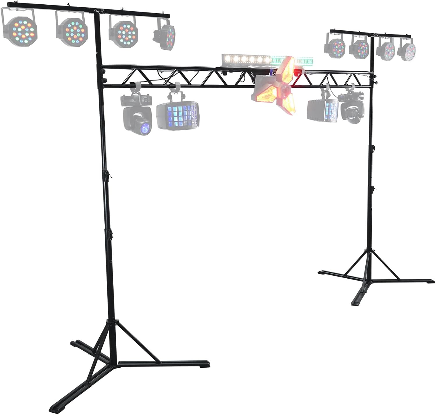 Rockville RLT8 300lb DJ Lighting Truss System, Flat-Base Stability, Foldable T-Bars, Modular Design, Perfect for Mobile DJs and Event Pros