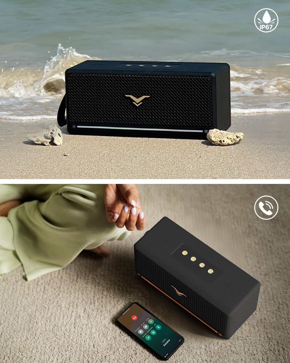 Bluetooth Speaker, StageSound Retro Speakers Bluetooth Wireless, Portable Loud Speaker with Bass Boost, IP67 Waterproof, LED Lights, TWS Pairing, 12H Playtime, TF/AUX/USB Play for Party, Home, Outdoor