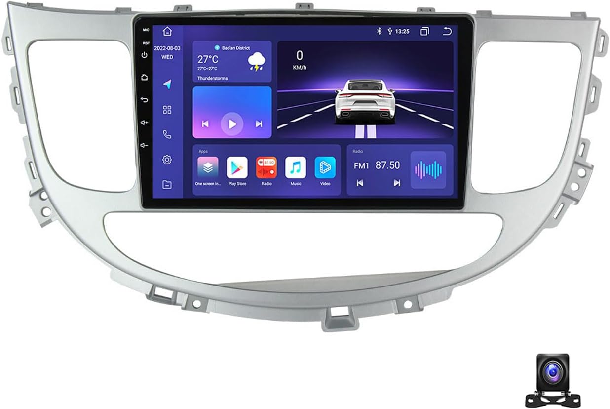 Double Din Android 13 Car Stereo Radio for Hyundai Rohens Genesis 2008~2013 9in Touchscreen Multimedia with Navigation MP5 Player, SWC, DSP RDS FM, Carplay/Android Auto,8 core m700s 8g+128g