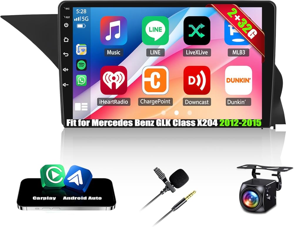Android 14 Car Stereo Fit for Mercedes Benz GLK Class X204 2012-2015 Radio Upgrade 9inch Touch Screen with Wireless Carplay Android Auto Backup Camera Mirror Link GPS SWC WiFi FM,2+32G