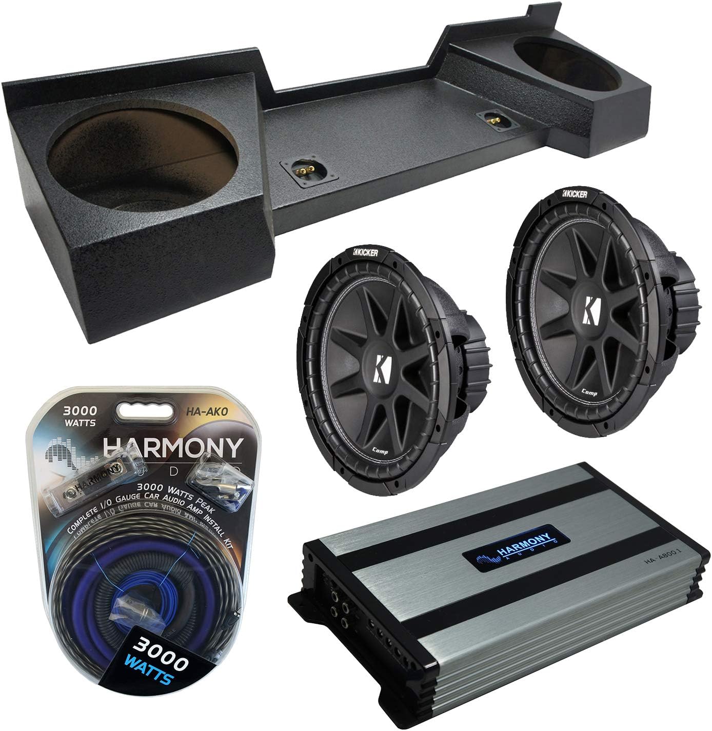 Harmony Audio HA-A800.1 Compatible with Chevy Silverado 2007-2013 Extended Cab Truck Car Stereo Mono 1600W Sub Amp, 43C124-N 12