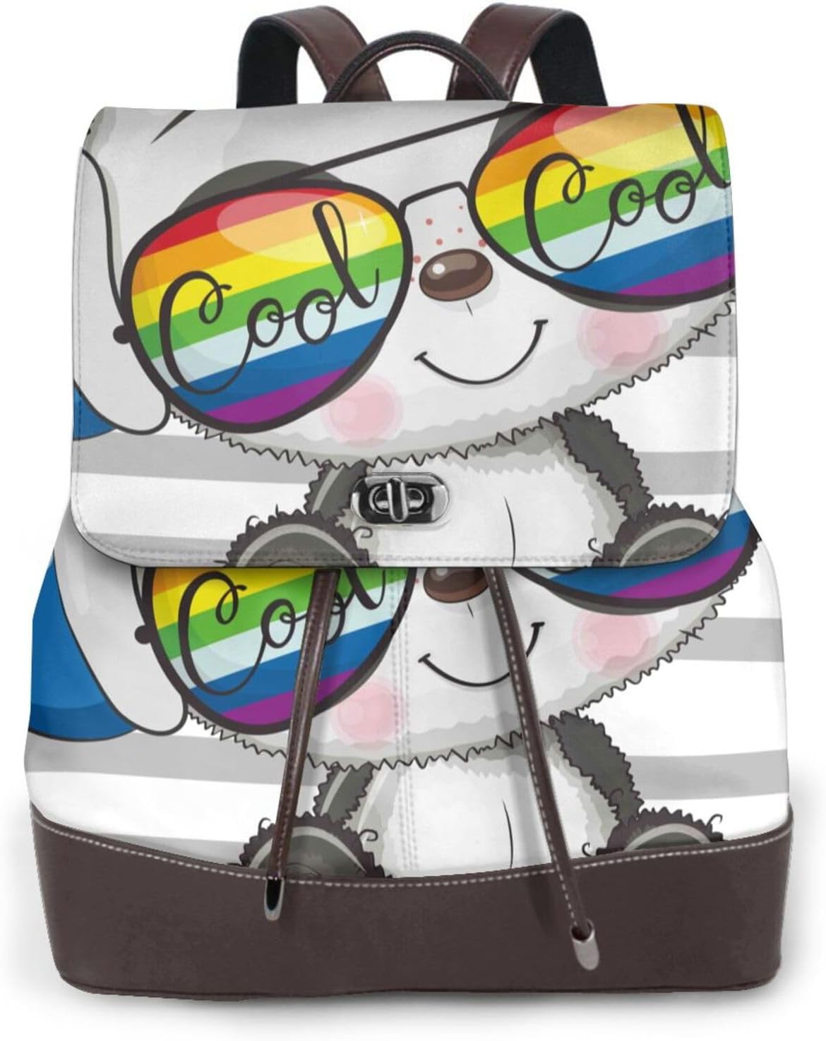 Panda with Sun glasses for Womens Backpack Purse Microfiber PU Anti-theft Large Fashion Designer Travel Bag Ladies Shoulder Bags