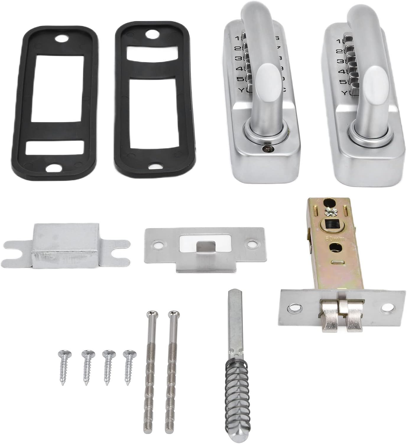 Mechanical Button Keypad Lock, Double-Sided Handle Mechanical Combination Lock Mechanical Lock Digital Code Security Wrought Iron Fence Home Gate defult