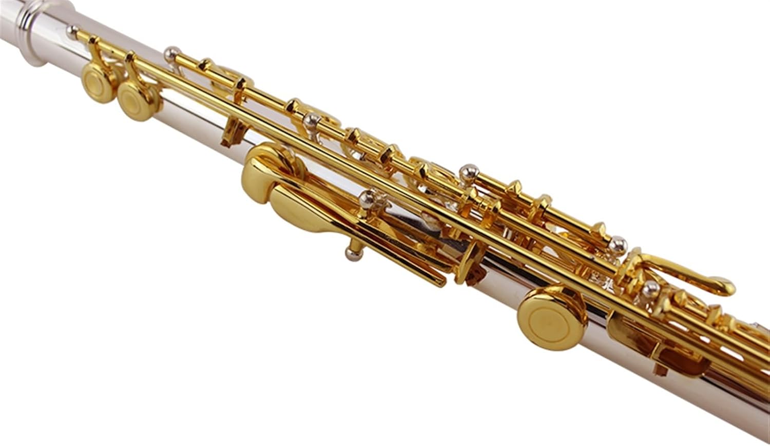 Flute Set C-Flat 17-Hole Open-Hole Silver Body with Gold-Plated Keys Professional Flute Instrument