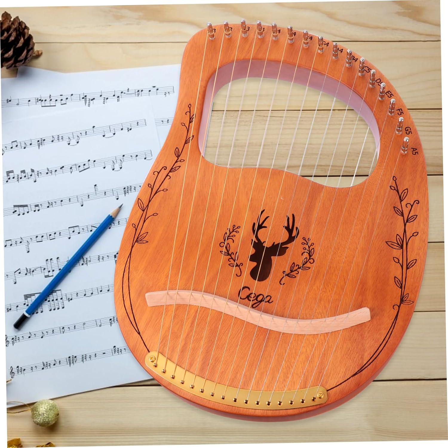 FAVOMOTO 1set String Harp Portable Lyre Harp for Beginners Made of Polished Wood Melodious Sound for Relaxation and Music Practice